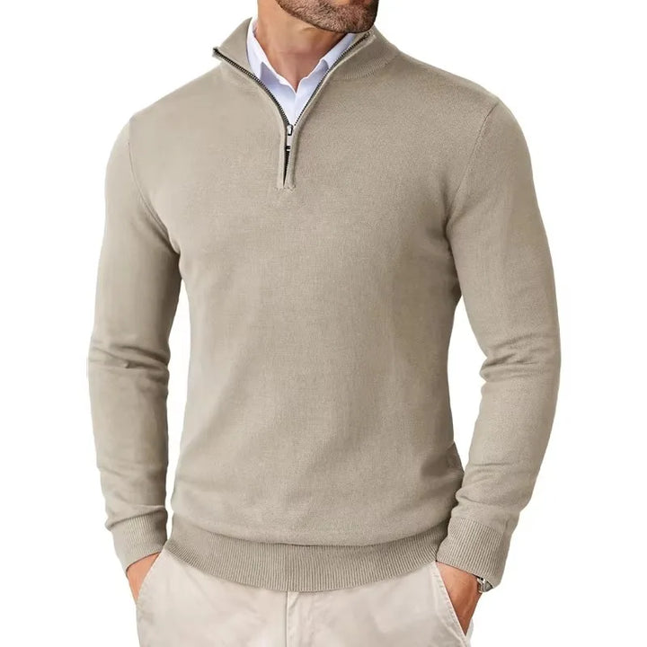 Men's quarter-zip pullover sweater, a long sleeve design offering a modern, versatile and comfortable fit.