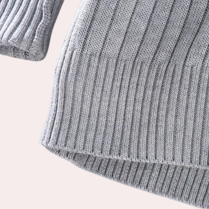 Modern men's zip-up knit jacket featuring ribbed texture & stand collar. Ideal casual outerwear for style.