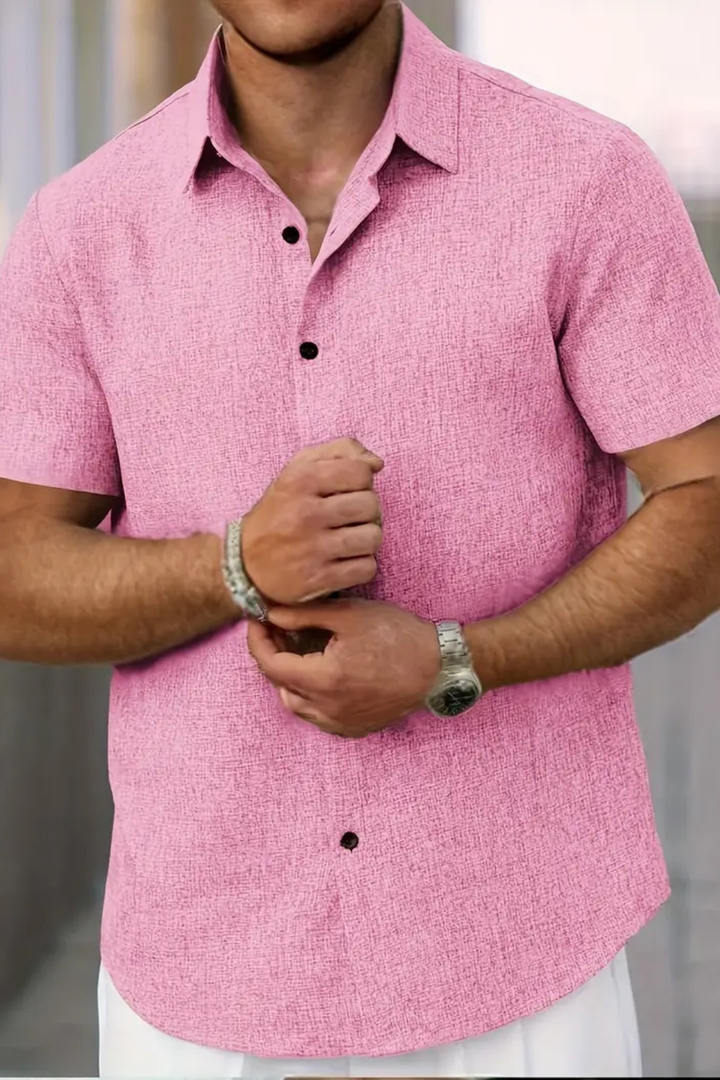 Relaxed fit men's summer shirt, short sleeve button-down for ultimate comfort and style in warm weather.