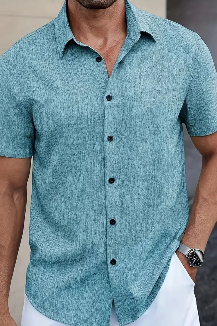 Casual short sleeve men's shirt in a modern design, great for summer and everyday comfort.