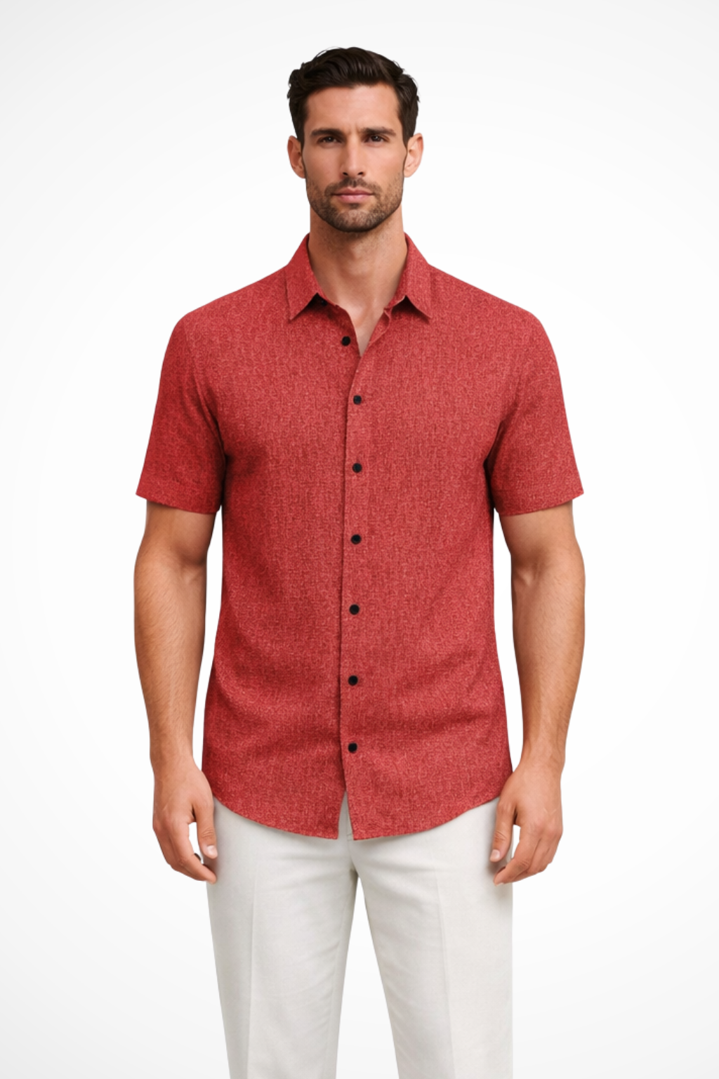 Everyday men's casual shirt, short sleeve and collared, a must-have for warm weather fashion.