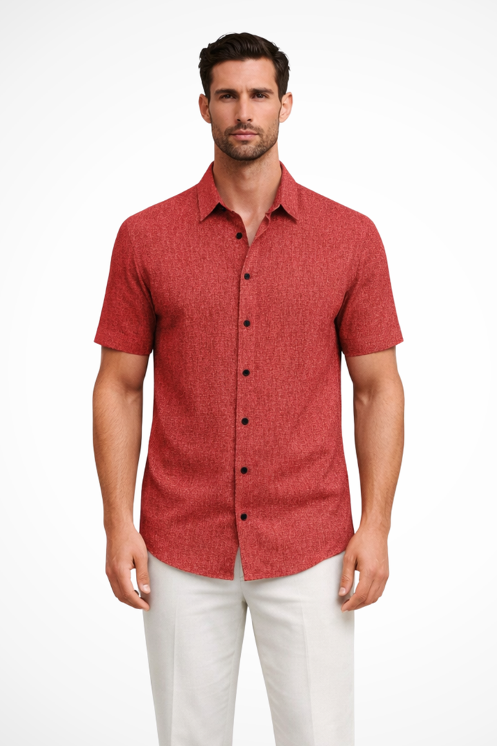 Everyday men's casual shirt, short sleeve and collared, a must-have for warm weather fashion.