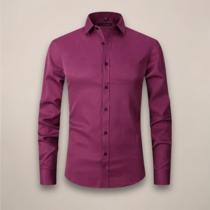 Back view of a men's modern fit tailored spring shirt, perfect for smart casual elegance & office.