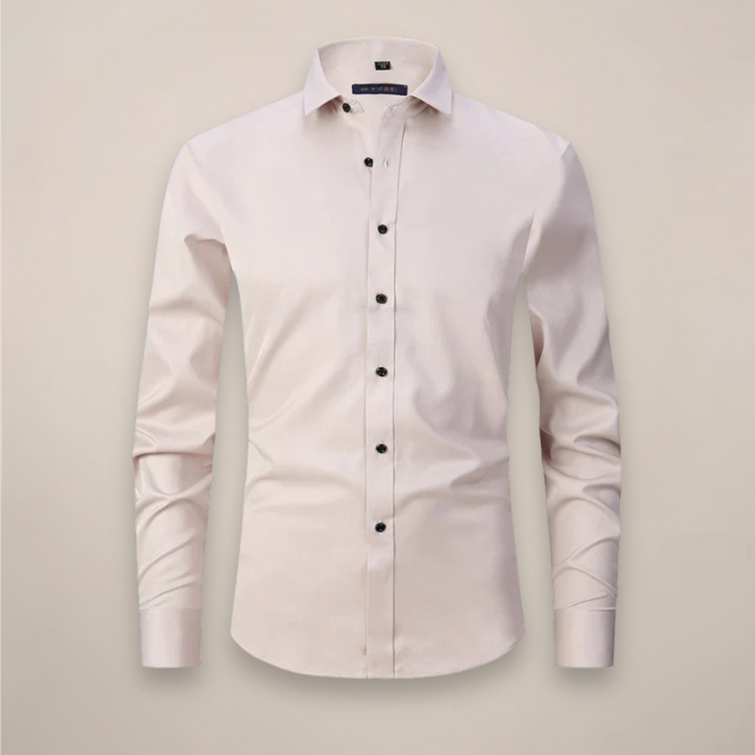 Essential men's spring shirt, tailored with a modern fit for smart casual versatility & office.