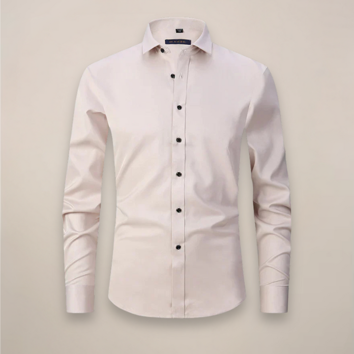 Essential men's spring shirt, tailored with a modern fit for smart casual versatility & office.