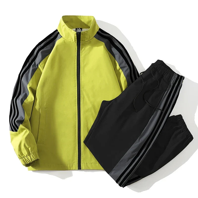 Men's versatile full zip tracksuit set, two-piece with jacket and joggers, great for everyday style.
