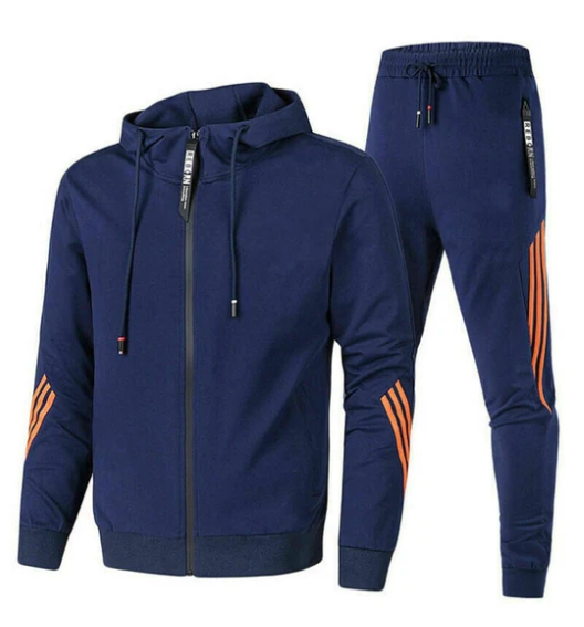 Comfortable men's activewear set: zip-up hoodie & matching joggers, ideal for casual men's style.