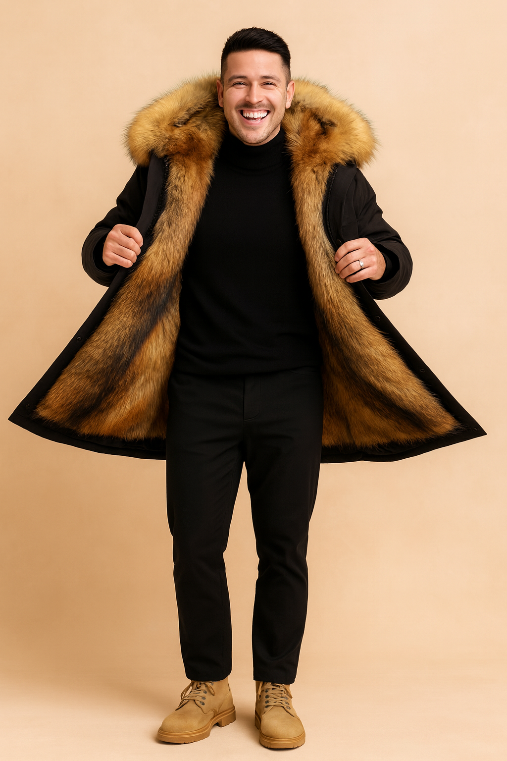 Classic men's hooded winter jacket, a durable and warm parka for urban fashion & extreme cold weather.