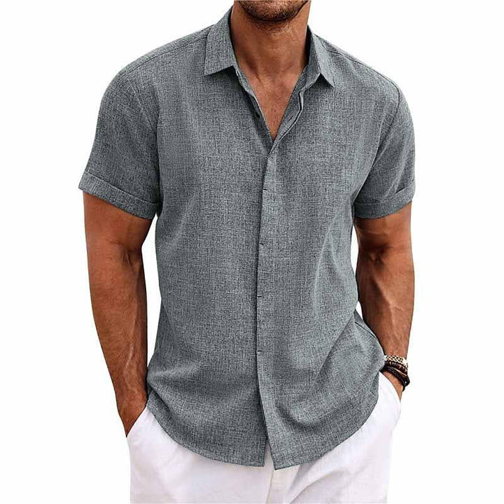 Men's summer short sleeve shirt with button front, perfect for warm weather and casual style.