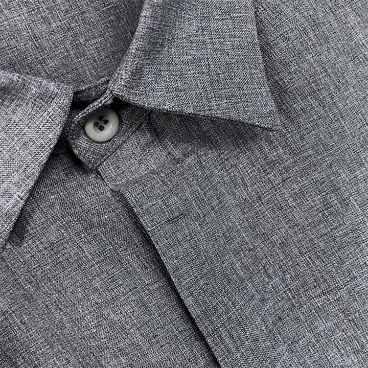 Smart casual men's summer shirt, short sleeve, button front, with a stylish lapel collar.