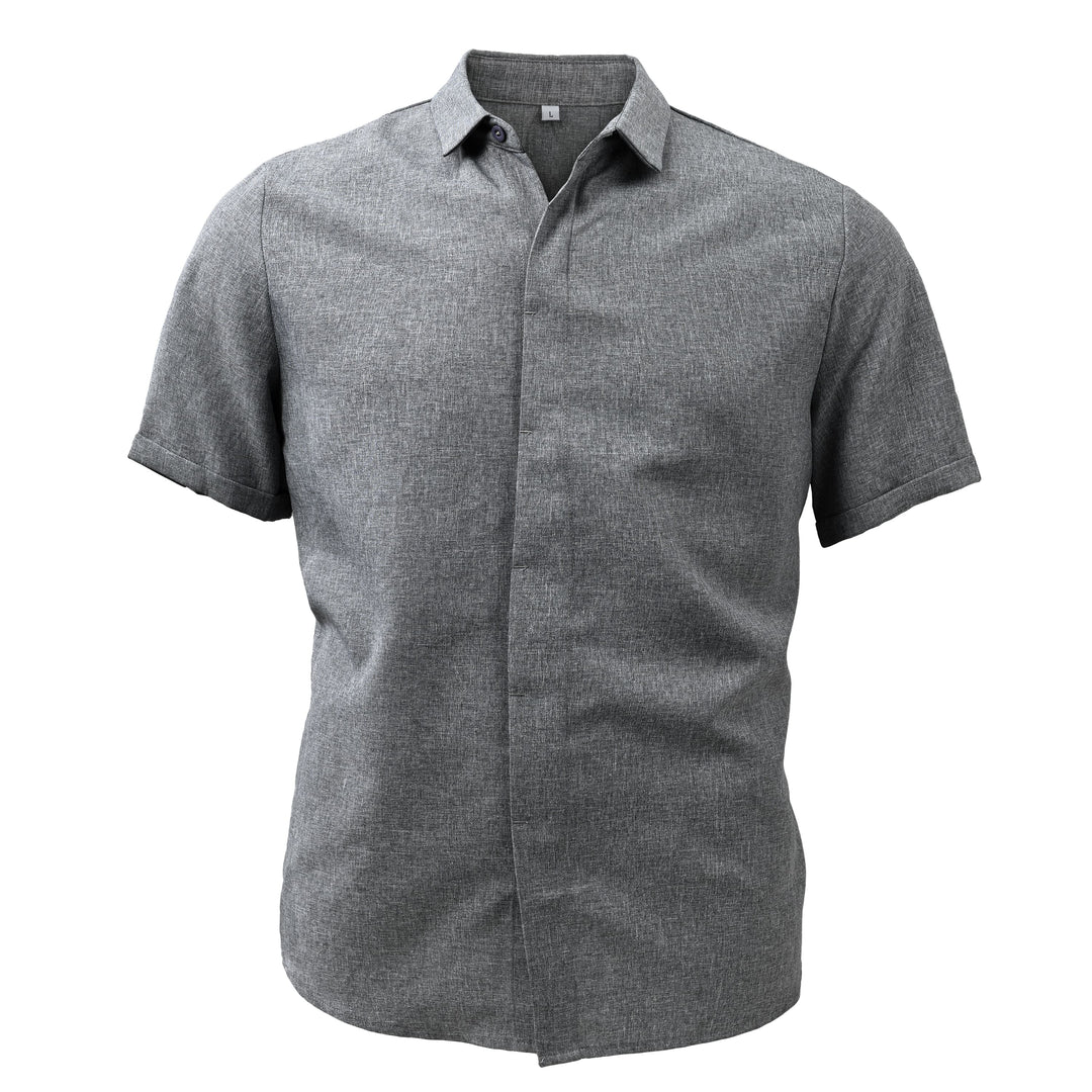 Everyday men's short sleeve button front shirt, perfect for summer, offering both style and comfort.