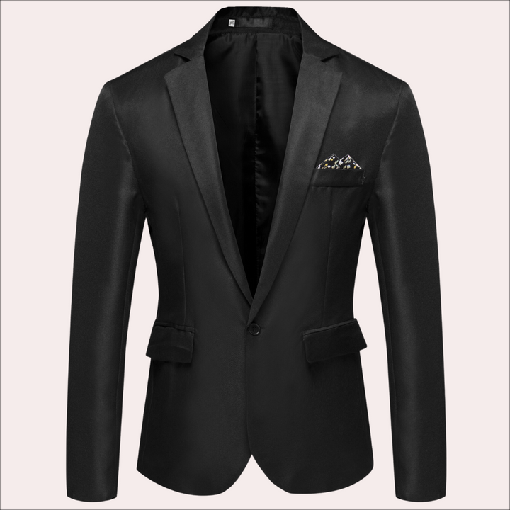 Men's tailored single-breasted suit blazer, classic style for formal wear & business attire. Sharp professional look.