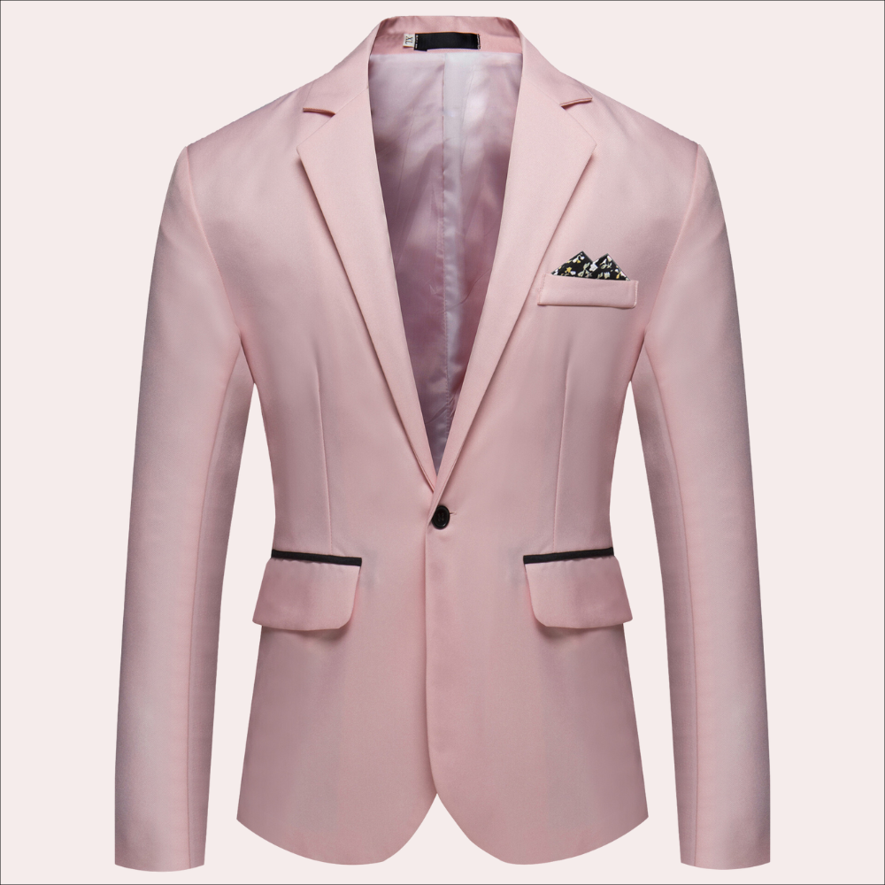 Elegant men's single-breasted blazer, ideal for event fashion & formal wear. Classic tailored fit suit jacket for men.