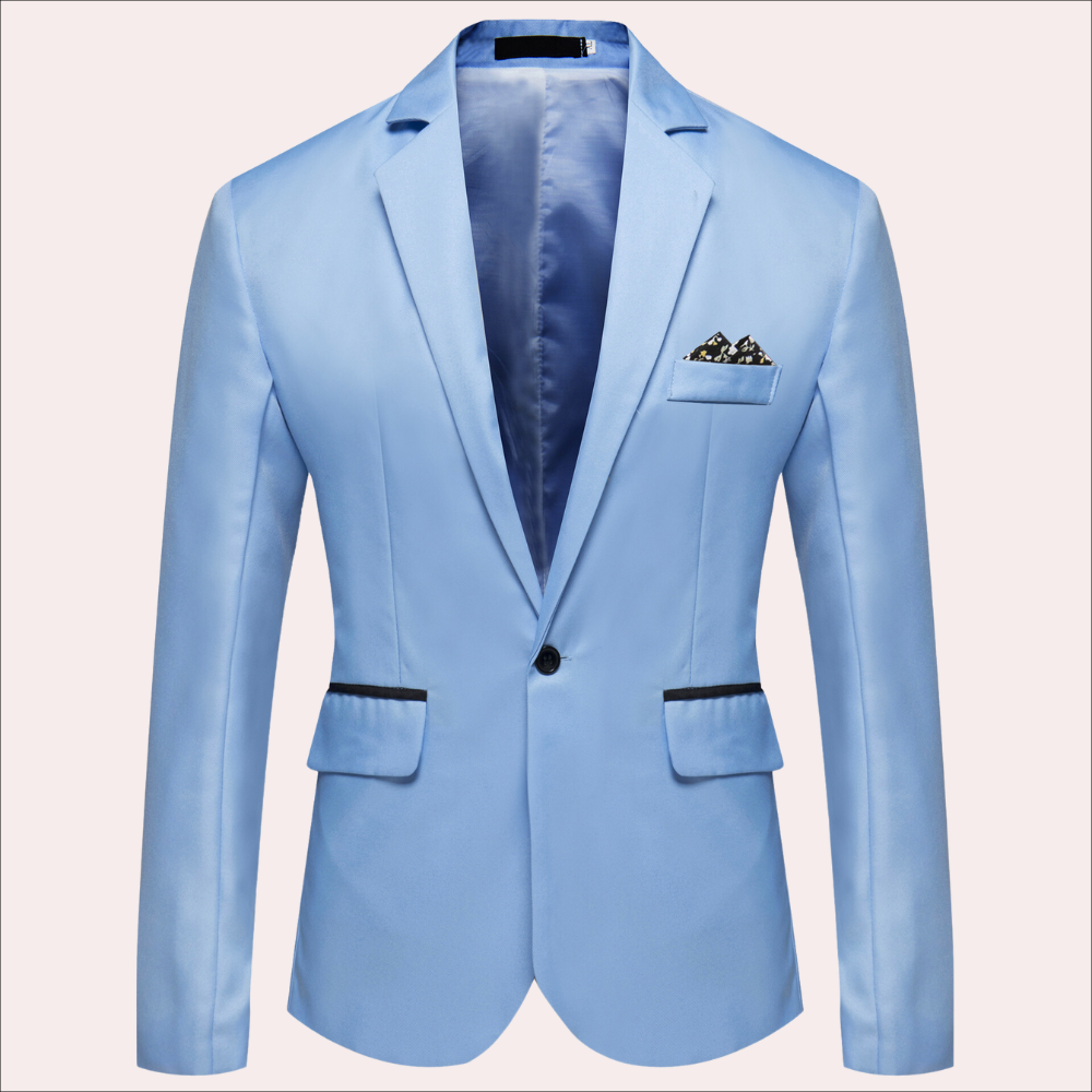 Classic men's tailored single-breasted suit jacket with notched lapels. Sophisticated formal wear & sharp business style.