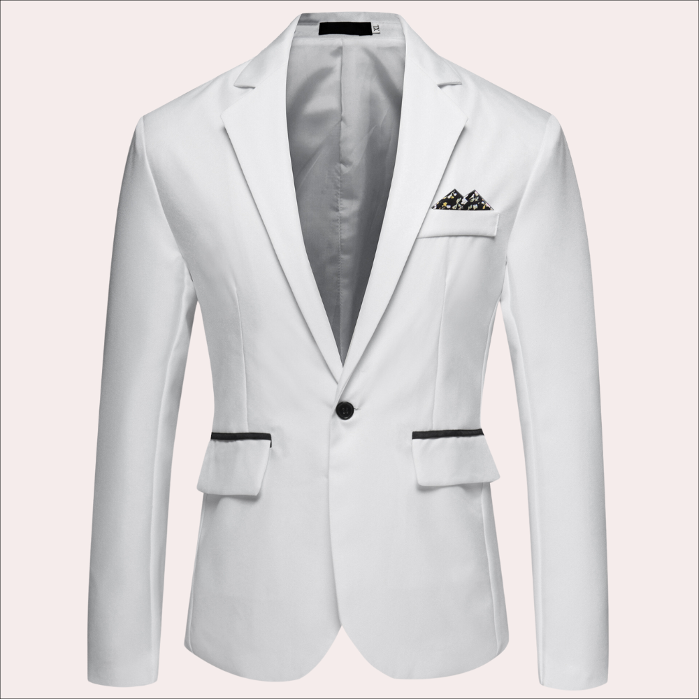 Versatile men's tailored single-breasted blazer, perfect for professional business, formal events, and sharp style.