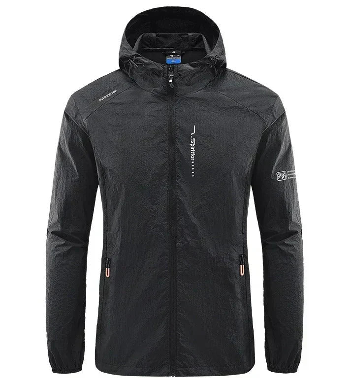 Comfortable & versatile men's travel jacket; ultra-light, windproof, sun-resistant for all summer adventures.