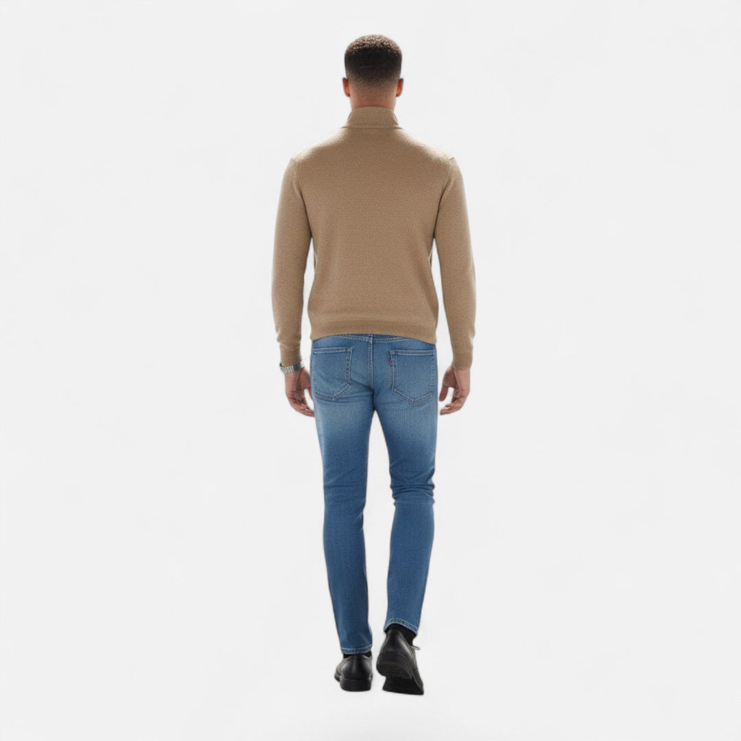 Fashionable men's V-neck top with zipper, perfect for a polished casual look.