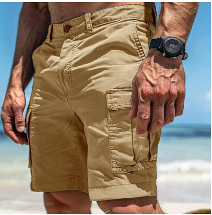 Stylish men's cargo shorts for casual wear. Comfortable summer shorts with a practical, versatile multi-pocket design.