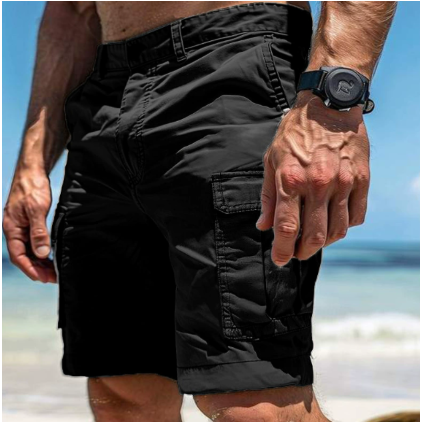 Comfortable men's cargo shorts, ideal for summer & casual wear. Versatile design with multiple pockets for practicality.