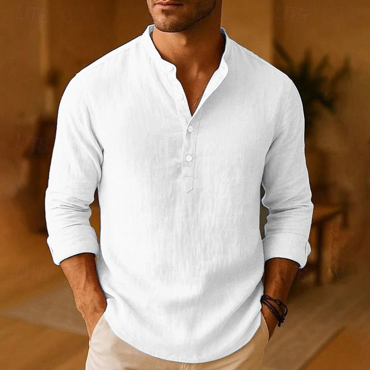 Men's long-sleeve button-down shirt, a versatile casual top. Ideal for everyday wear & classic style.
