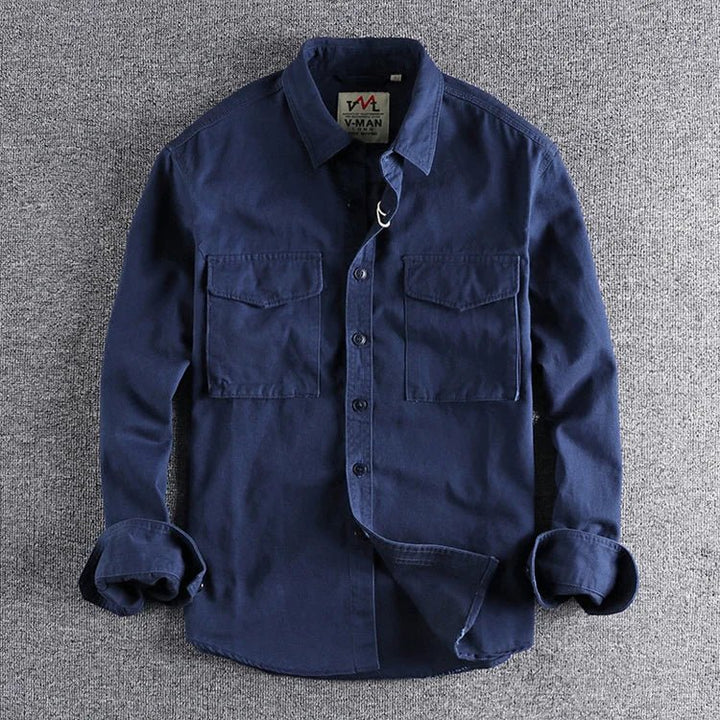 Men's versatile long sleeve utility shirt in a comfortable fabric, perfect for everyday casual wear & effortless style.