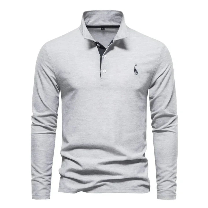 Stylish men's fashion long sleeve polo shirt, ideal for casual wear with a versatile design.