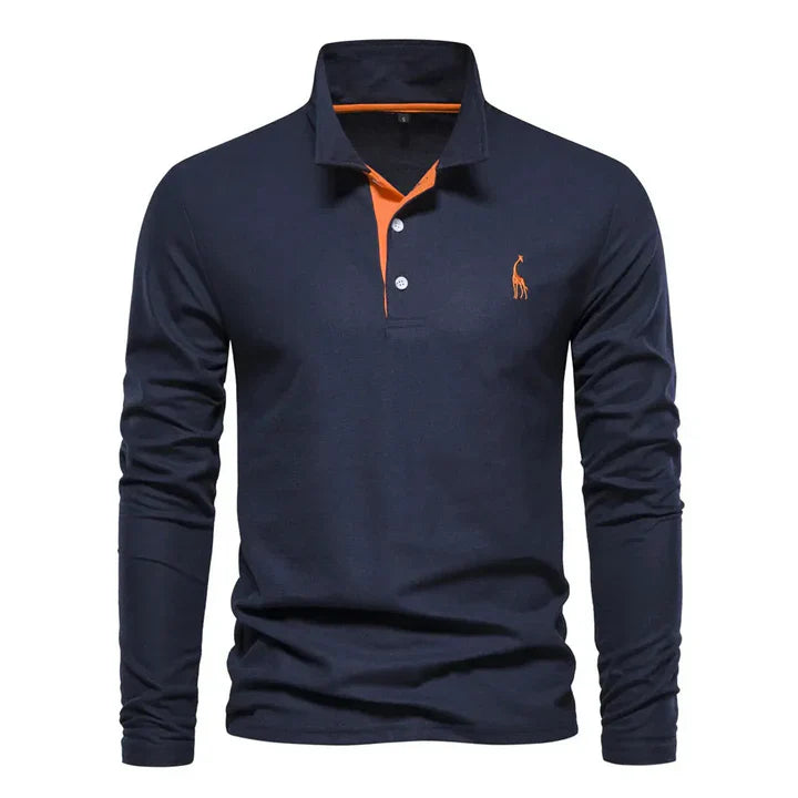 Versatile men's long sleeve polo shirt, a timeless classic for refined casual and smart outfits.