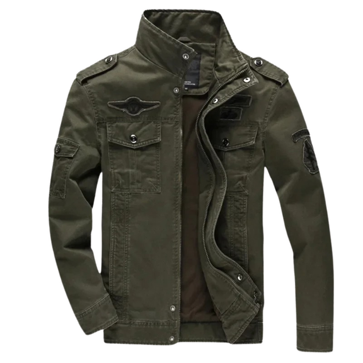 Men's versatile mid-season jacket in navy, perfect for everyday casual wear. Durable zipper jacket with stand-up collar.