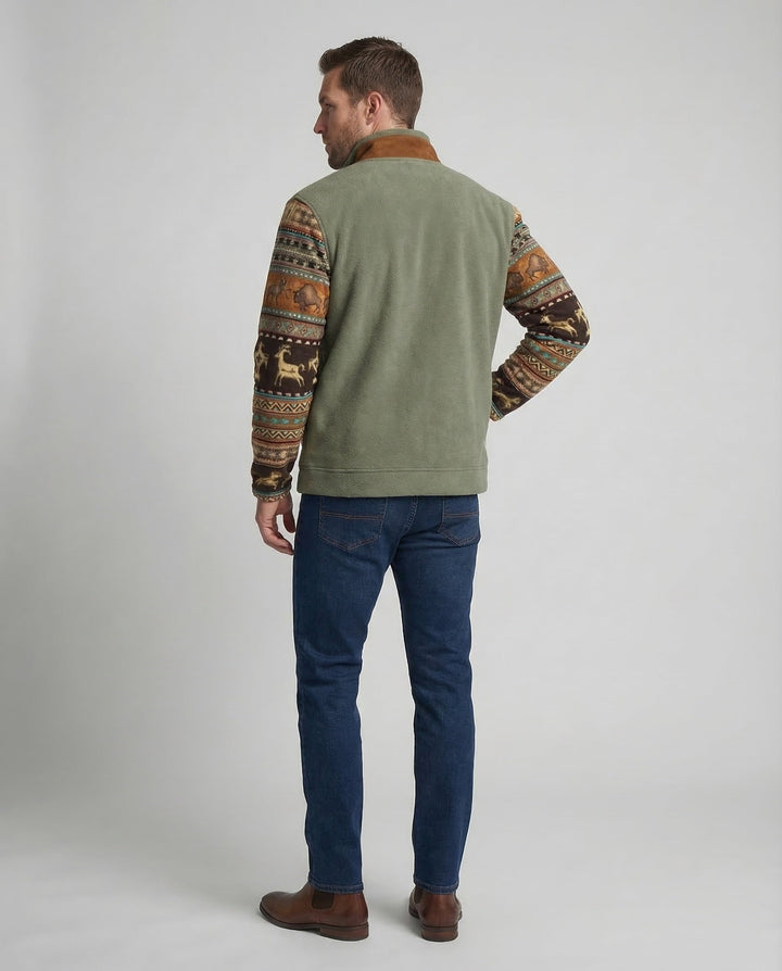Durable men's outdoor jacket, ideal travel gear for warmth, comfort, and versatile layering.