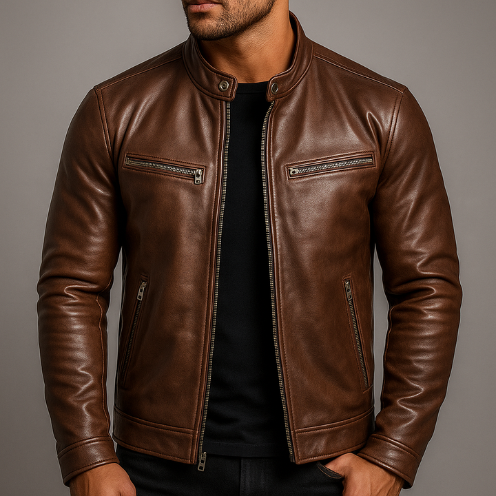 Casual men's vintage bomber jacket, ideal for everyday wear, showcasing a timeless fashion style.