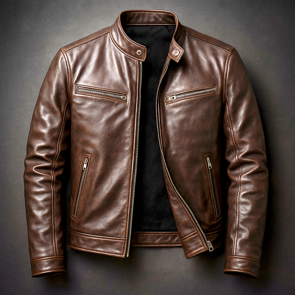 Classic men's vintage bomber jacket with ribbed cuffs & collar, essential for stylish men's outerwear.