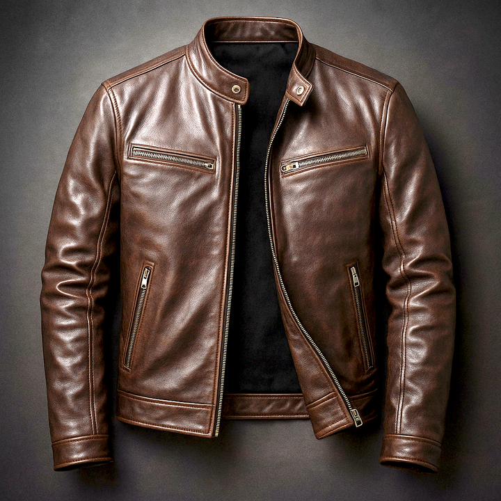 Classic men's vintage bomber jacket with ribbed cuffs & collar, essential for stylish men's outerwear.