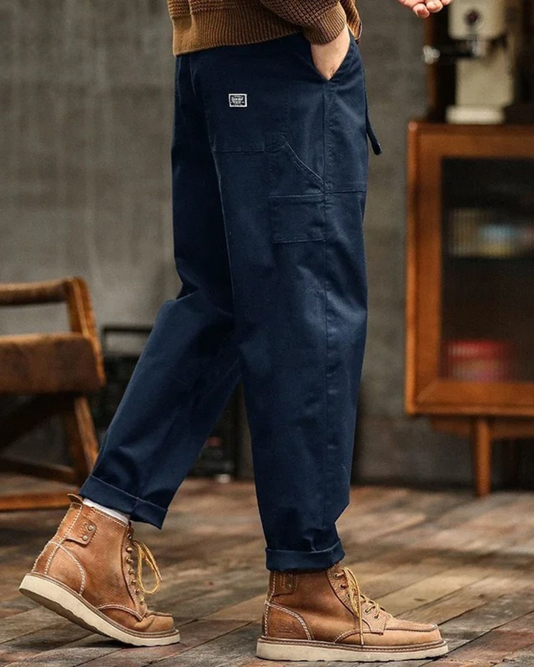 Army green men's washed cargo pants, durable & stylish for streetwear & casual outfits.