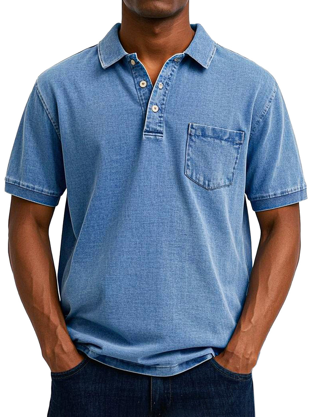Men's vintage washed cotton polo shirt for casual everyday style and comfort.