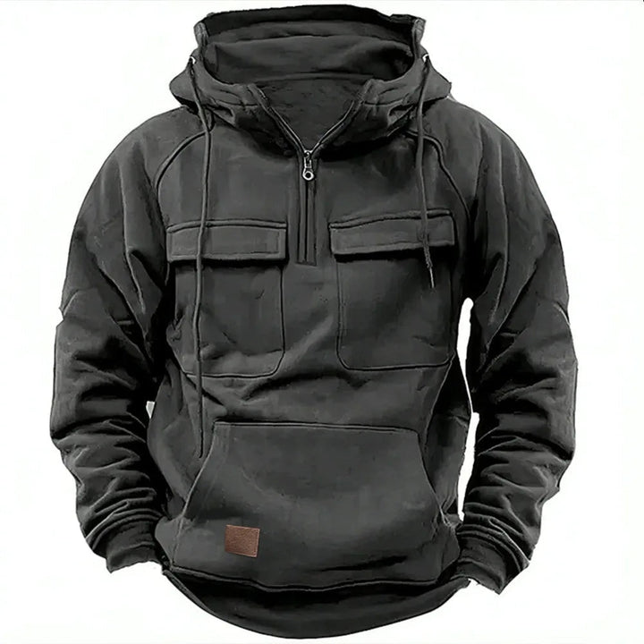 Men's warm hooded winter top, great for outdoor adventures, casual style, and comfortable everyday wear.