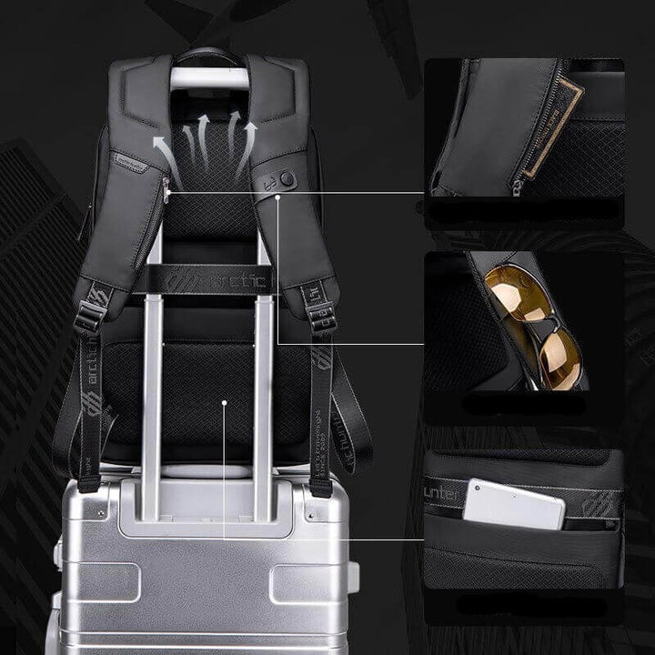 AllCarry men's anti-theft backpack, water-resistant for travel & daily use. Multifunction compartments.