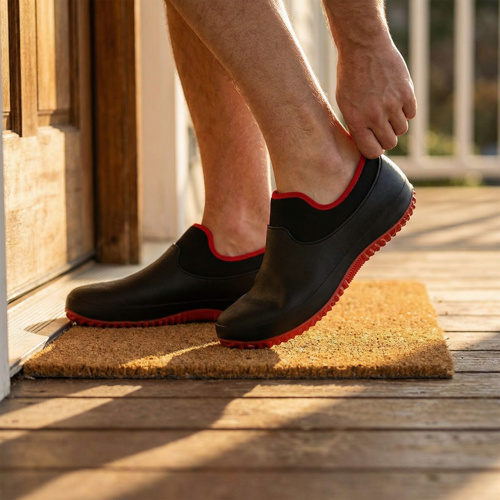 Durable men's waterproof slip-on work shoes, featuring a non-slip outsole for ultimate safety and comfort.