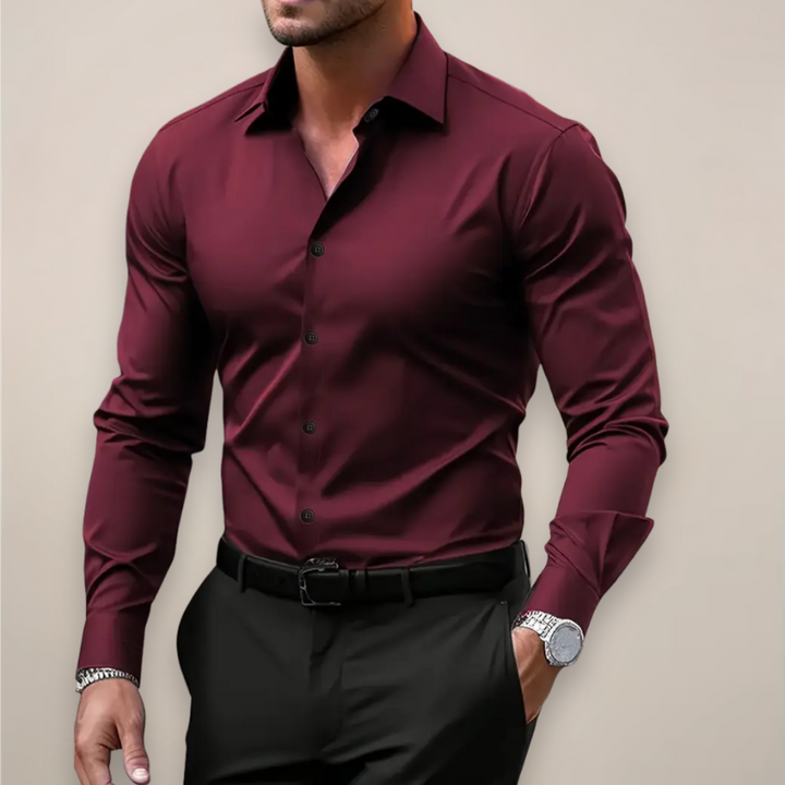 Stylish men's long sleeve smart shirt, a collared button-up perfect for formal, business, or smart casual fashion.