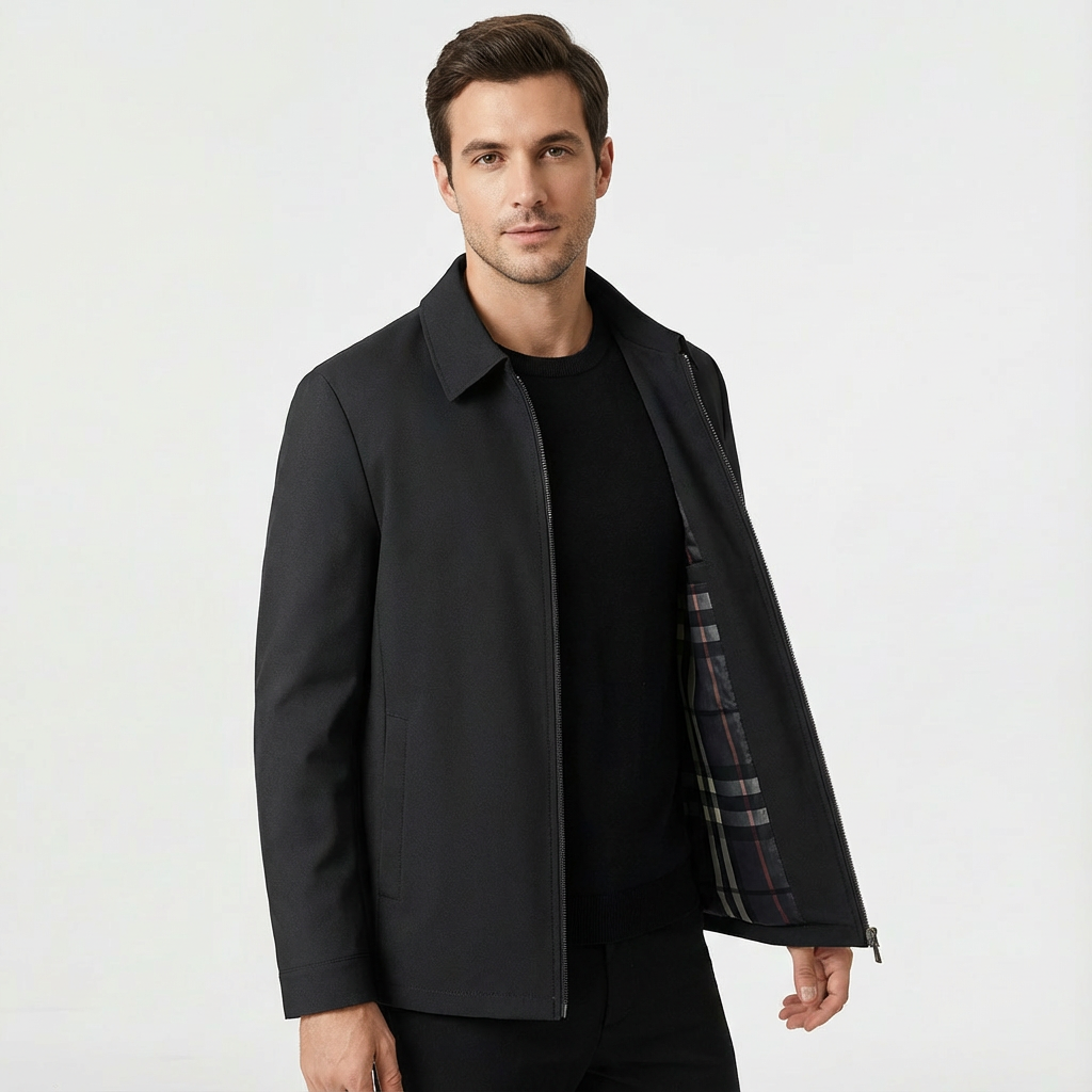 Smart casual men's Harrington jacket for everyday wear, featuring a comfortable zip-front design.
