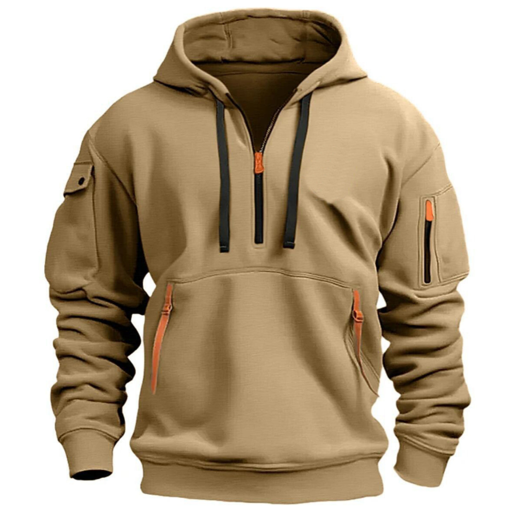 Stylish men's sports hoodie for running & gym, featuring a practical full-zip front. Men's outerwear.