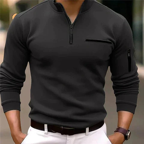 Stylish men's full-zip sweater, perfect versatile layer for casual wear & outerwear.