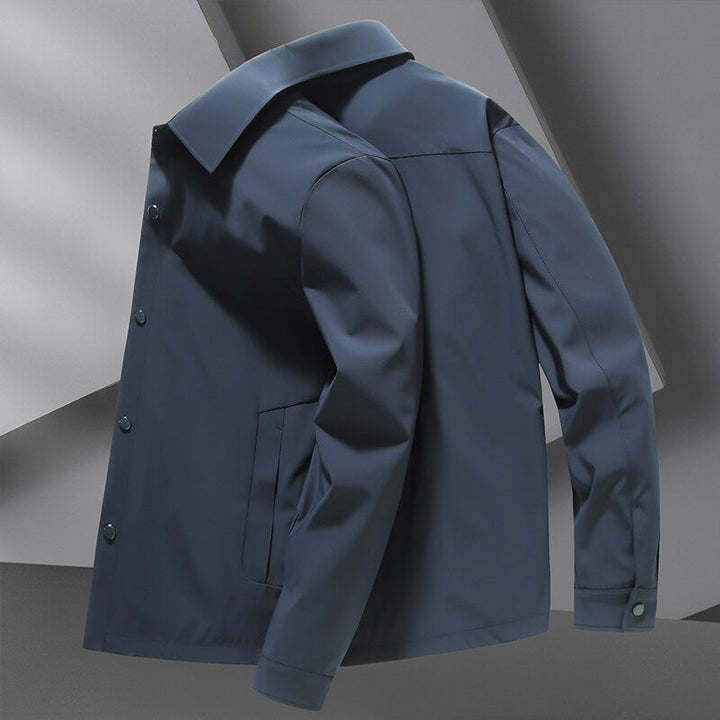 Comfortable men's shirt jacket with snap front, ideal for big & tall sizes. Versatile casual layering outerwear.