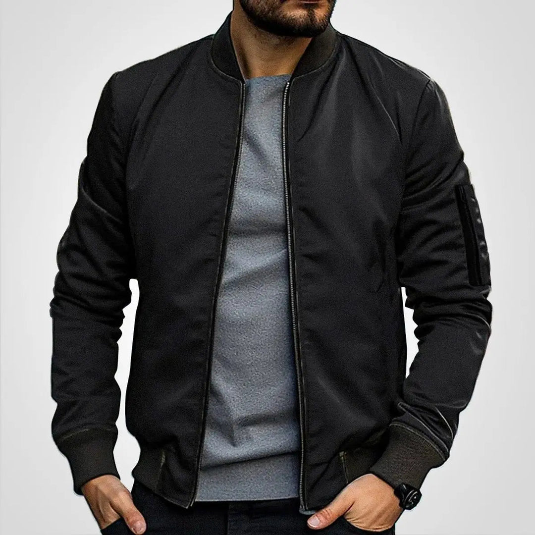 Men's Classic Bomber Flight Jacket with zip-up front & ribbed collar for versatile everyday style.