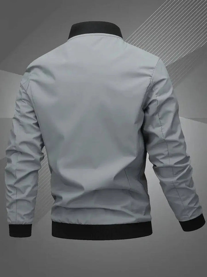 Men's lightweight bomber jacket with classic baseball collar & front zip.