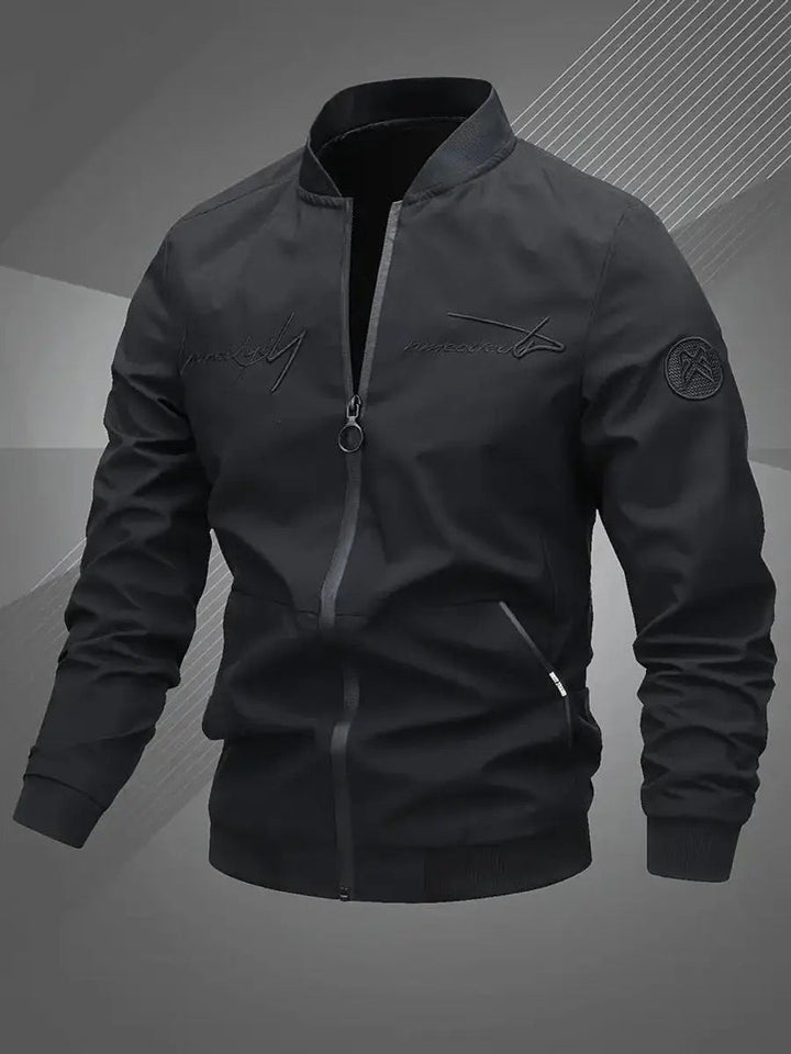 Stylish men's lightweight bomber jacket, versatile outerwear for spring fashion.