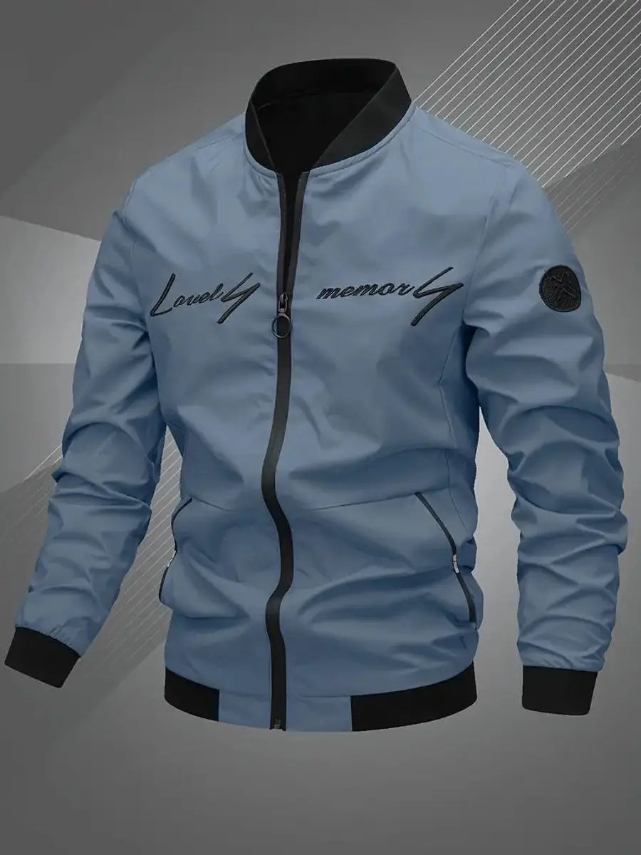 Casual men's lightweight bomber jacket, perfect outerwear for transitional spring weather.