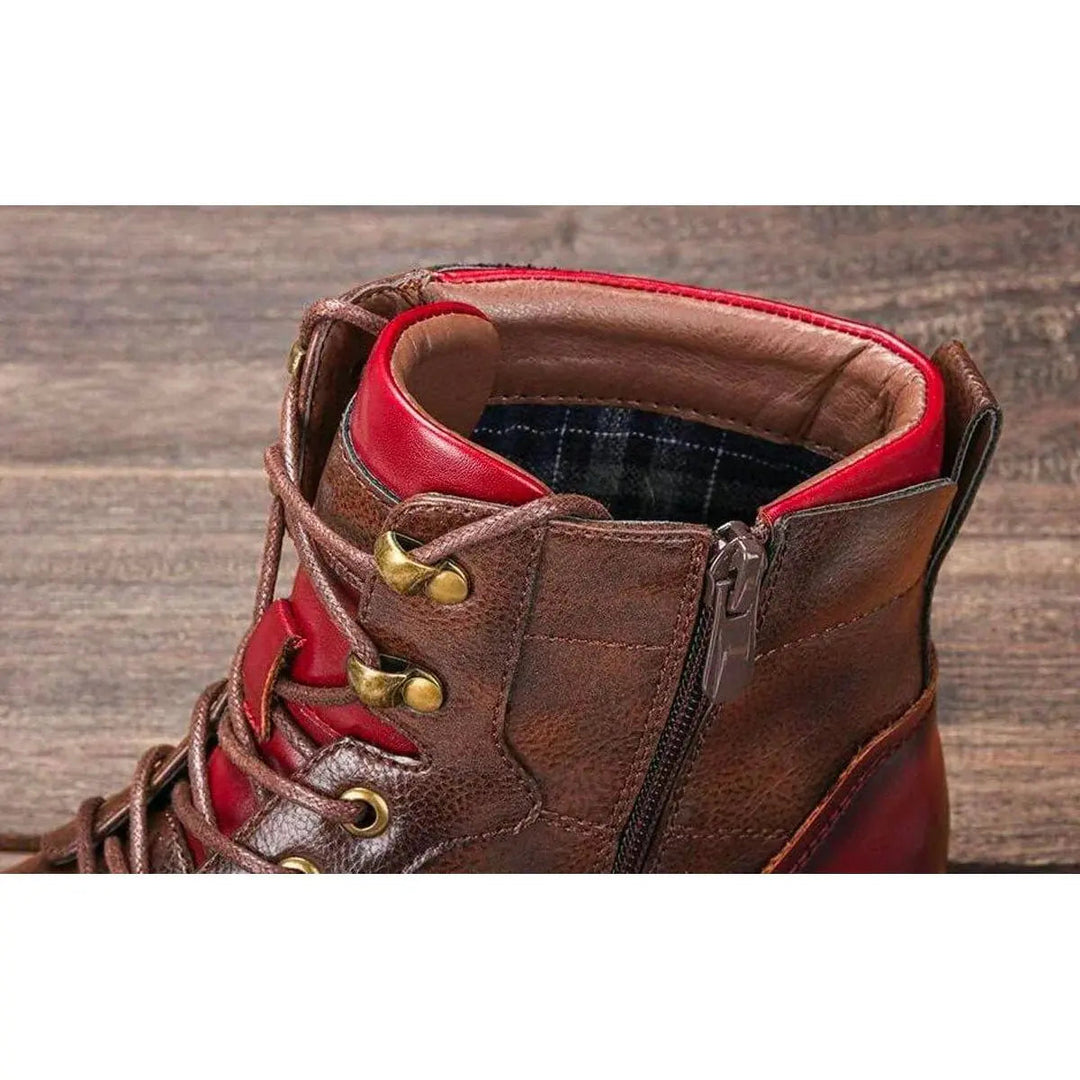 Classic men's leather lace-up ankle boots, oxford silhouette with a sleek cap toe for sophisticated style.