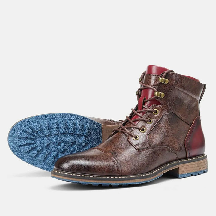Men's sophisticated leather lace-up ankle boots, oxford design, suitable for both formal and casual outfits.