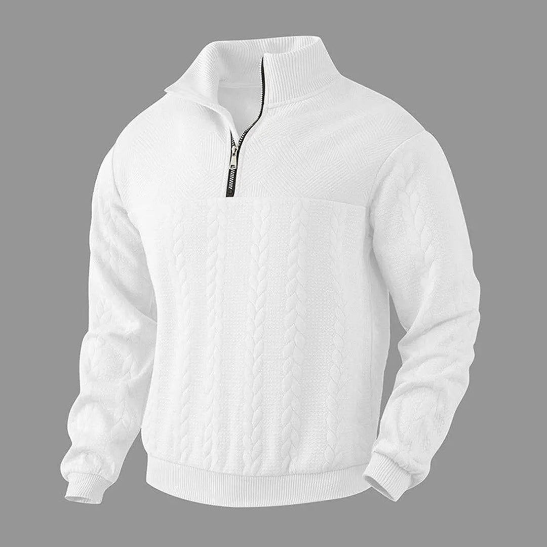 Men's casual cable texture quarter-zip. A comfortable & stylish pullover for everyday wear & winter layering.