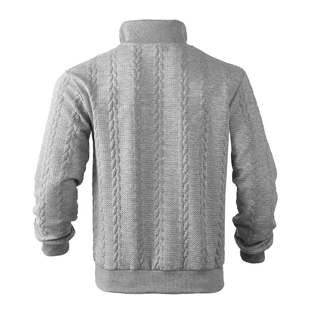Versatile men's cable texture quarter-zip. An essential pullover for winter, ideal for casual and smart styles.
